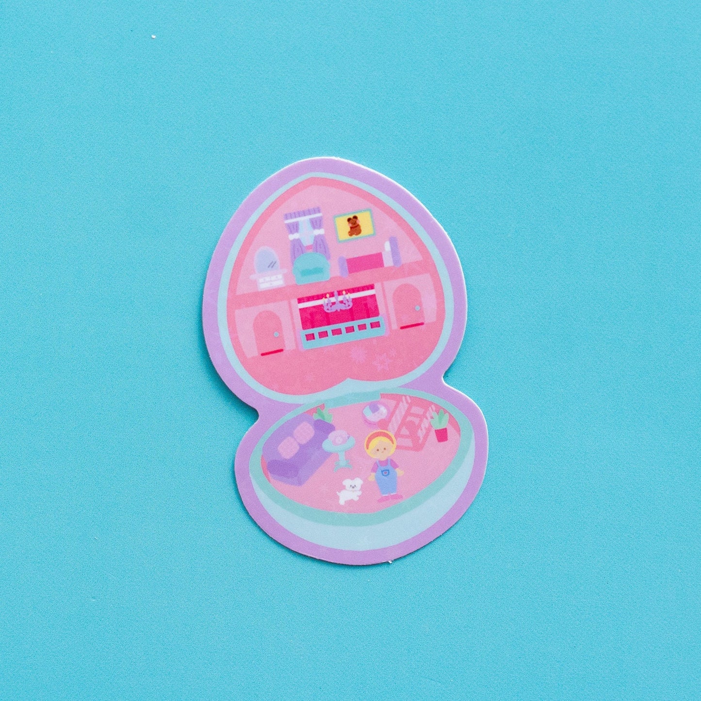 90s Aesthetic Retro Tamagotchi Polly Pocket and Trolls Sparkle Holographic Die-Cut Stickers