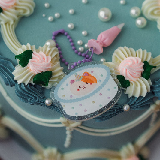 Space Nyan Vintage Cake with Piping Bag Charm Acrylic Journal Keyring Keychain