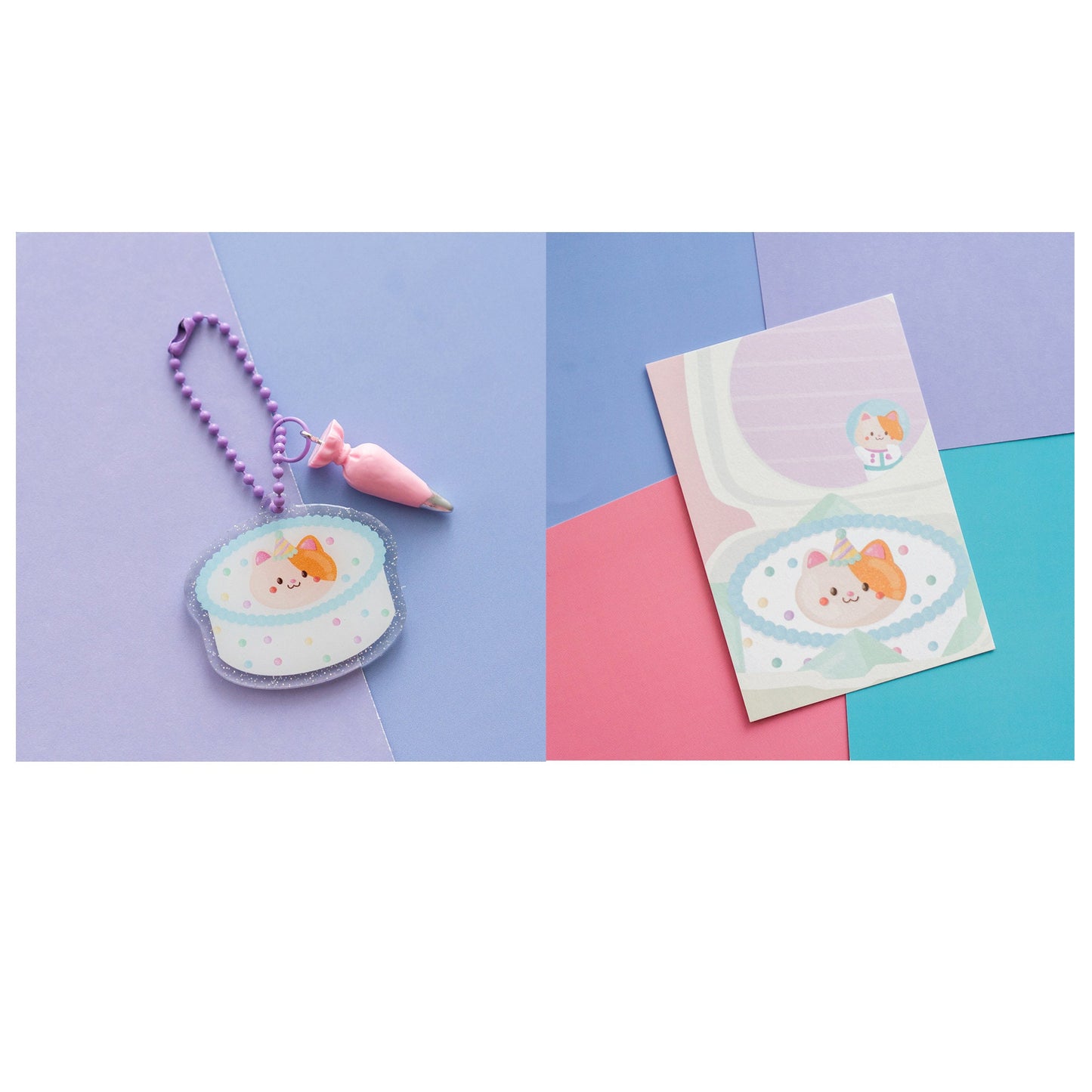Space Nyan Vintage Cake with Piping Bag Charm Acrylic Journal Keyring Keychain