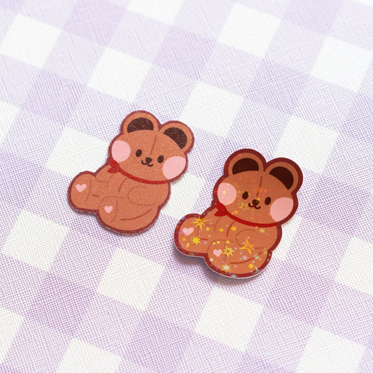 Darekuma Teddy Bear Holographic Finish Die-Cut Sticker