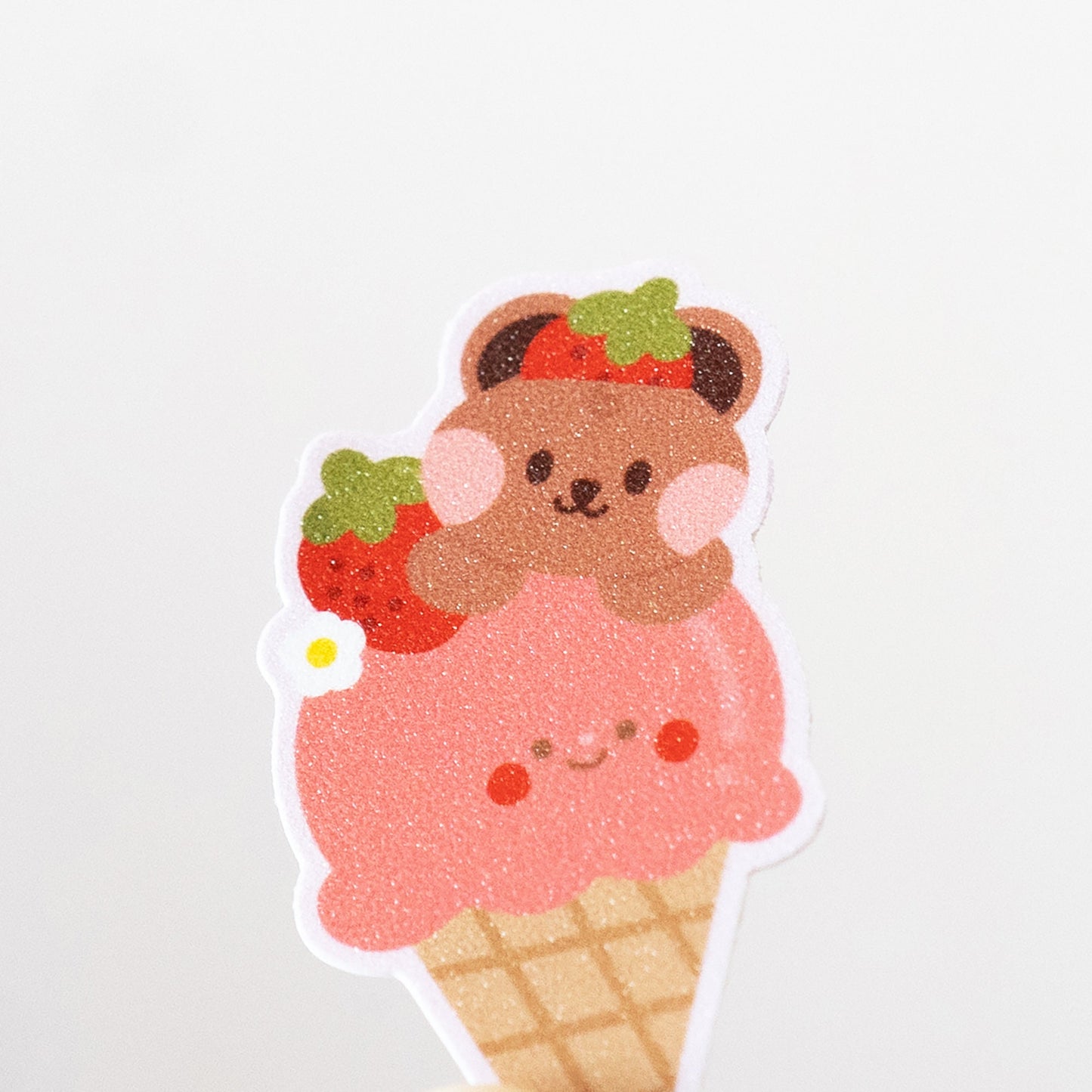 Darekuma's Strawberry Sorbet Ice Cream Frosted Finish Die-Cut Sticker