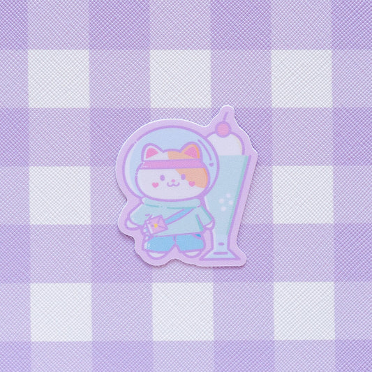 Space Nyan Retro Pop Melon Soda Frosted Finish Die-Cut Sticker