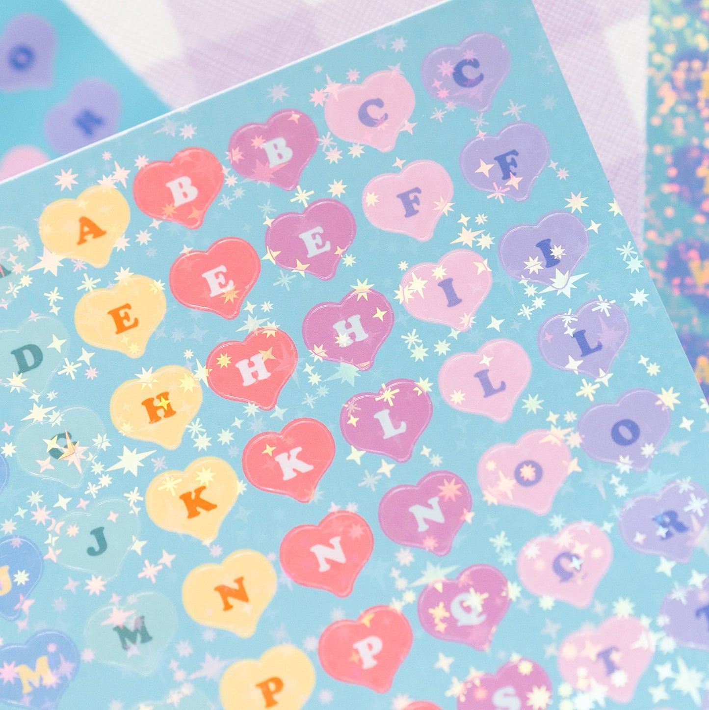 Heart-Shaped Alphabet Stickers in Dollhouse Colours Journal Sticker Sheet